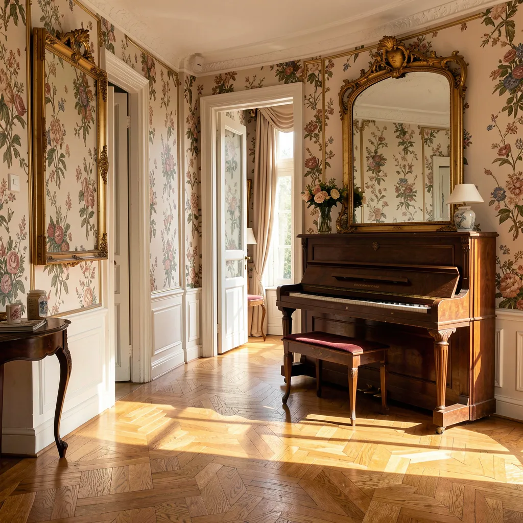 Antique piano in drawing room